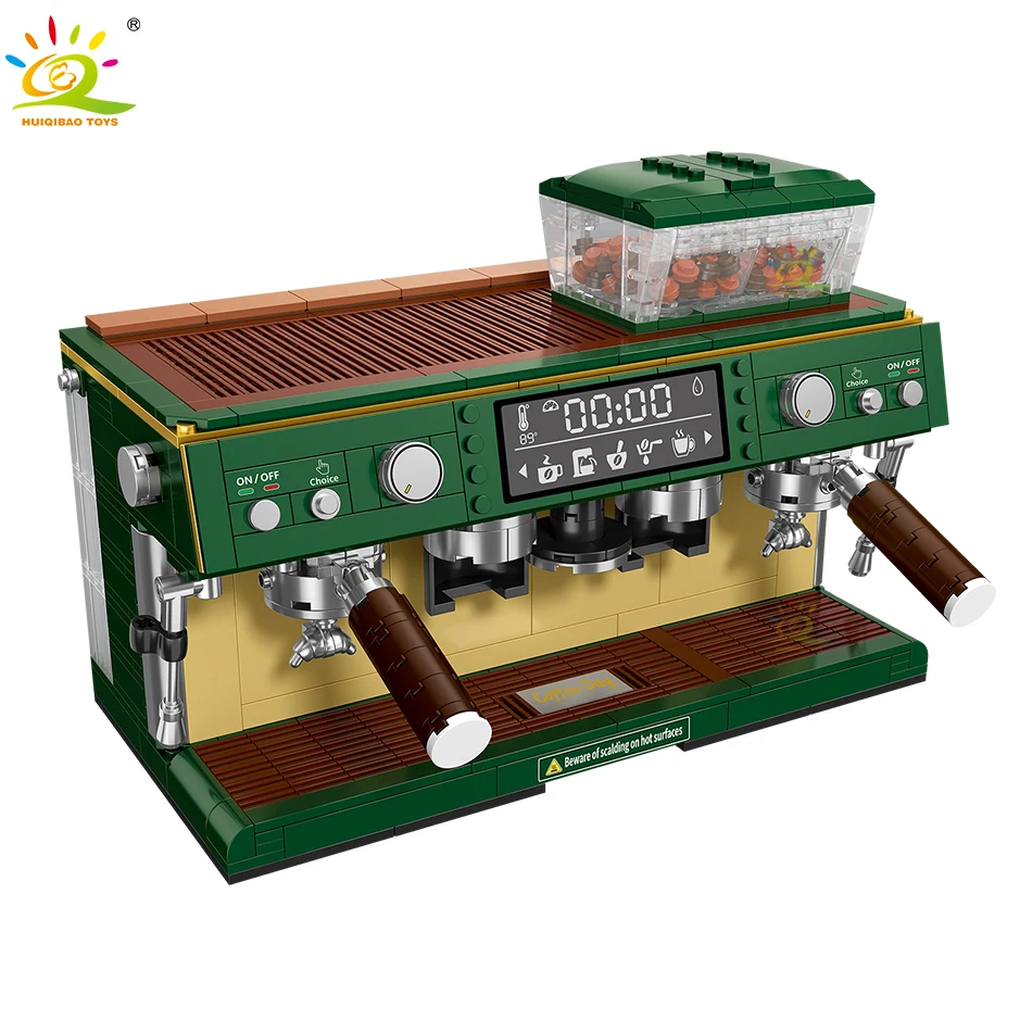 HUIQIBAO 928PCS MOC Coffee Machine Model Micro Building Blocks Mini Diamond City Friend Bricks Set Children Toys Kids Girl Game