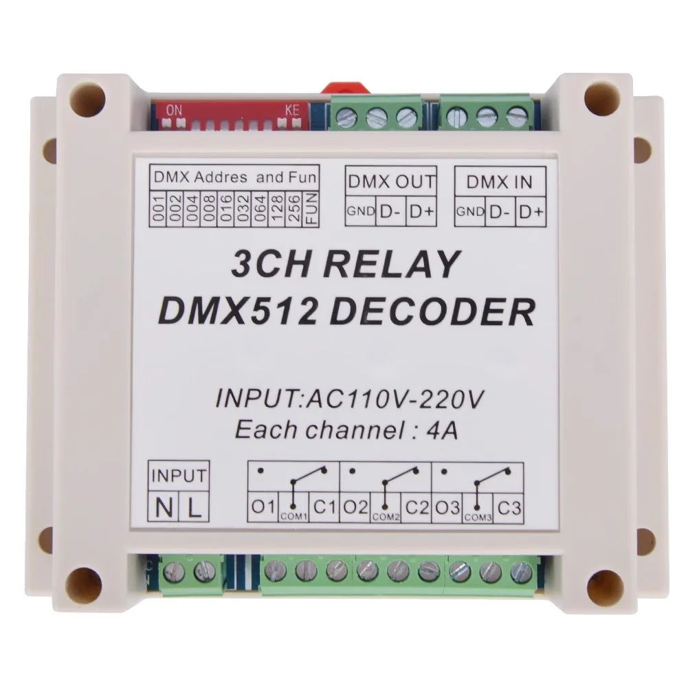 4CH controller Decoder AC110-220V DMX RELAY 4 channel dmx512 3P relays dimmer use for RGB led strip lights led lamps