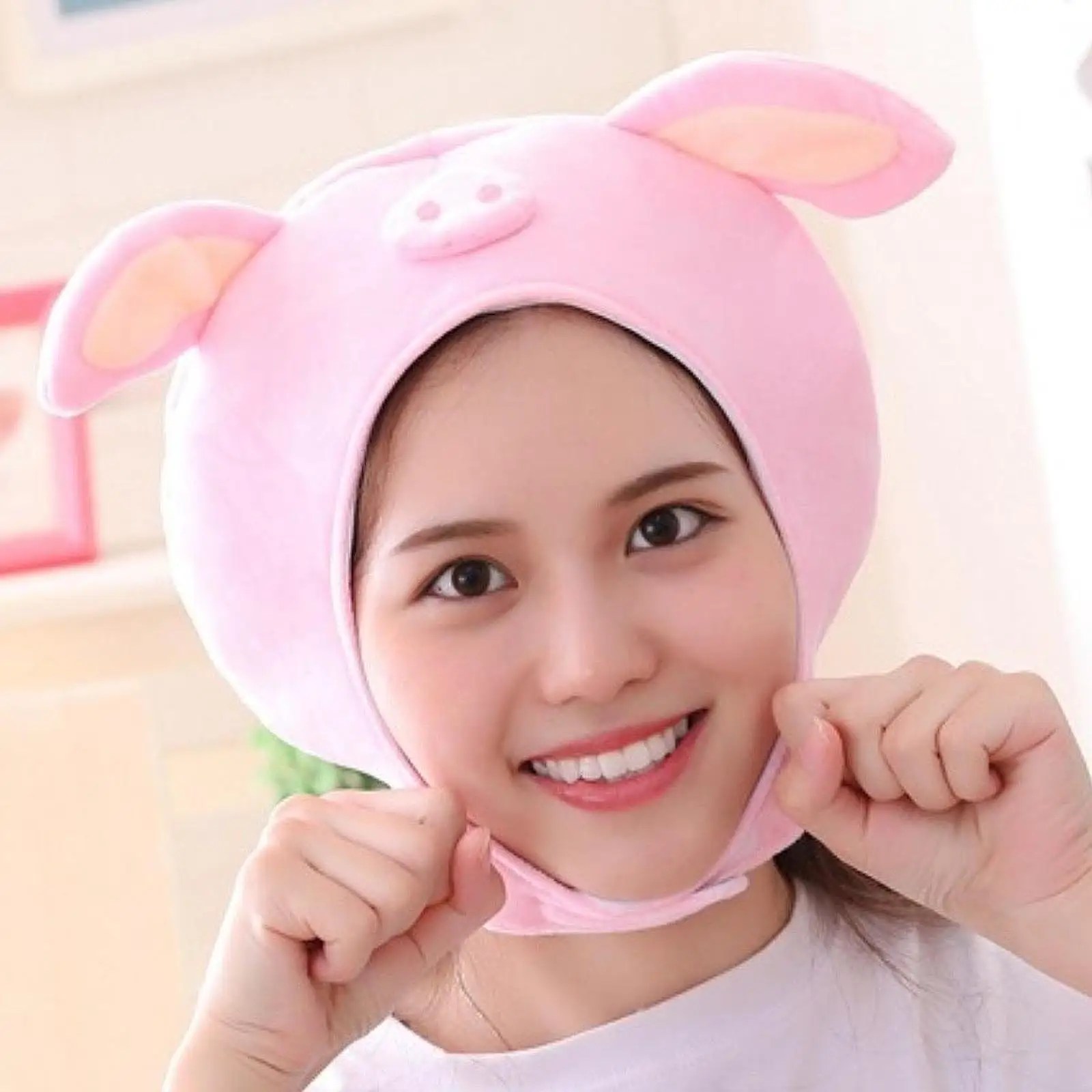 

Cute Plush Pig Hat Cartoon Halloween Costume Women Headwear Soft Animal Hat Cap for Cosplay Halloween Holiday Fancy Dress Party
