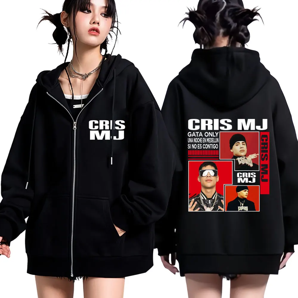 

Худи на молнии с принтом рэпера Cris Mj, коллекция 2026 года, унисекс, высокое качество, свободный крой, толстый зимний свитшот в стиле Харадзюку, хип-хоп, на молнии