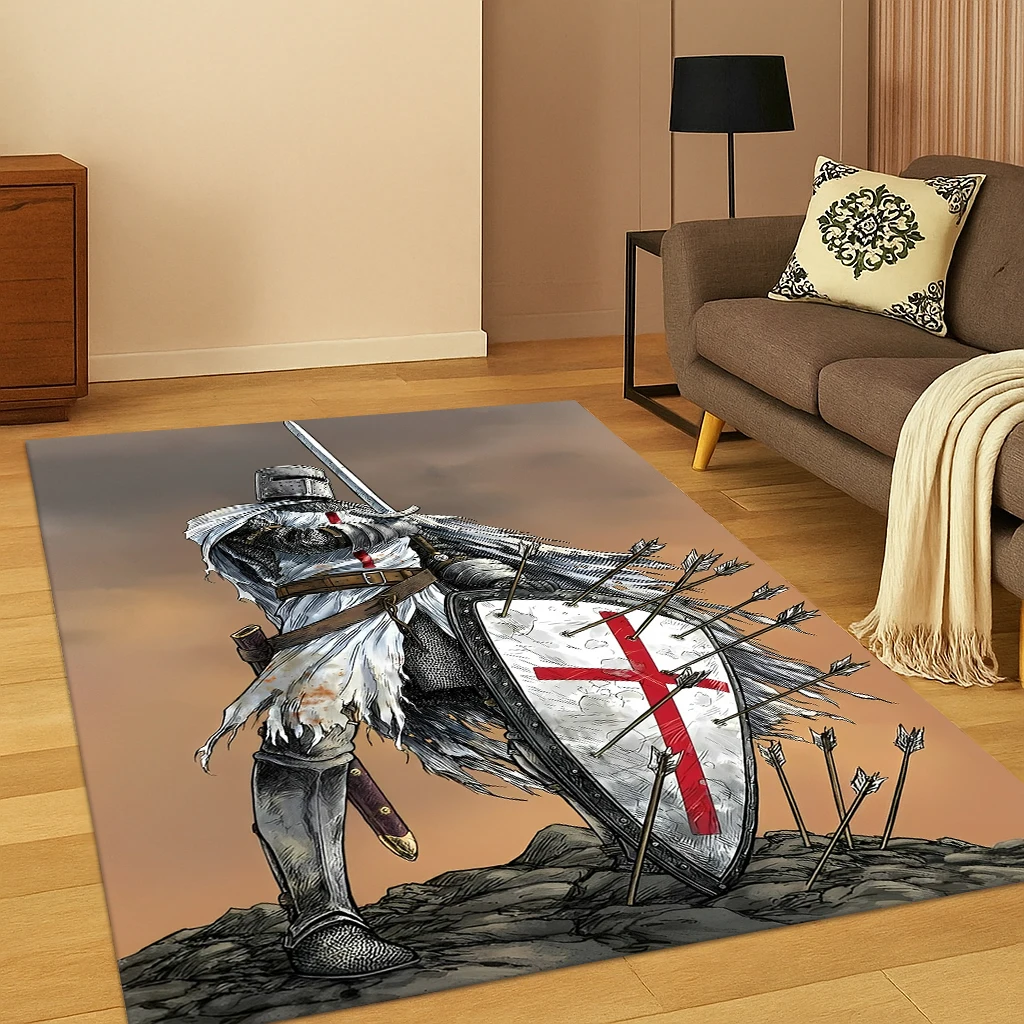 Kreuzfahrer Templer Black Knight Teppich Teppich Matte für Zuhause Schlafzimmer Wohnzimmer Sofa Fußmatte Küche Dekor, Kinderspiel rutschfester Teppich