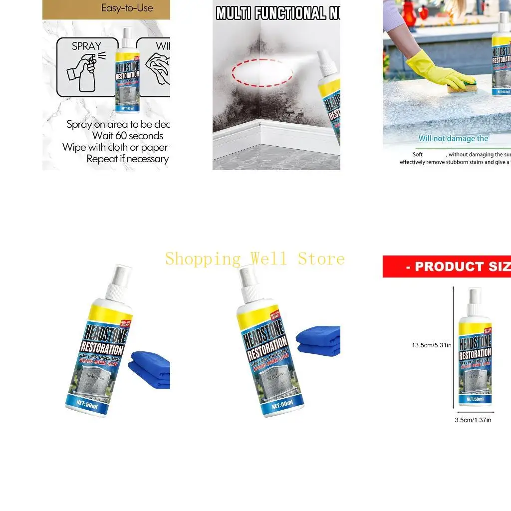 KX4B Cemetery Headstones Cleaning Liquid Outdoor Stone Cleaner Suitable for Powerful Removes Dirt Revives Stone Appearance