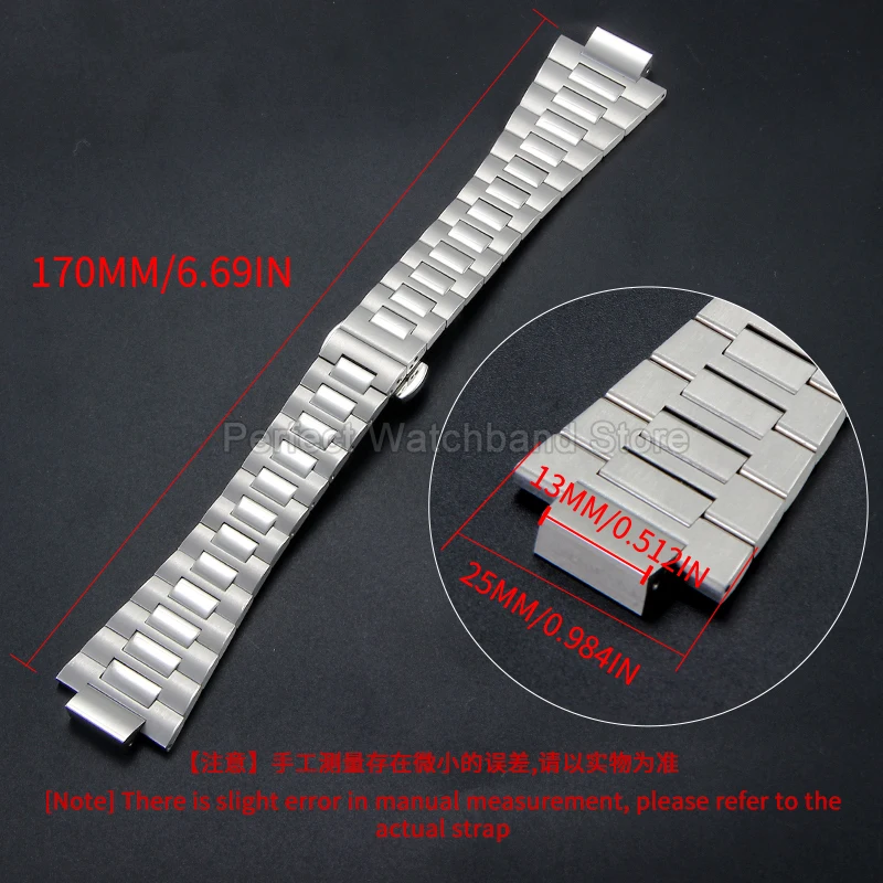 PATEK PHILIPPE Nautilus 5712 5724 5980 5990 1A010 볼록 인터페이스 접이식 걸쇠 용 방수 스틸 시계 스트랩 13x25mm