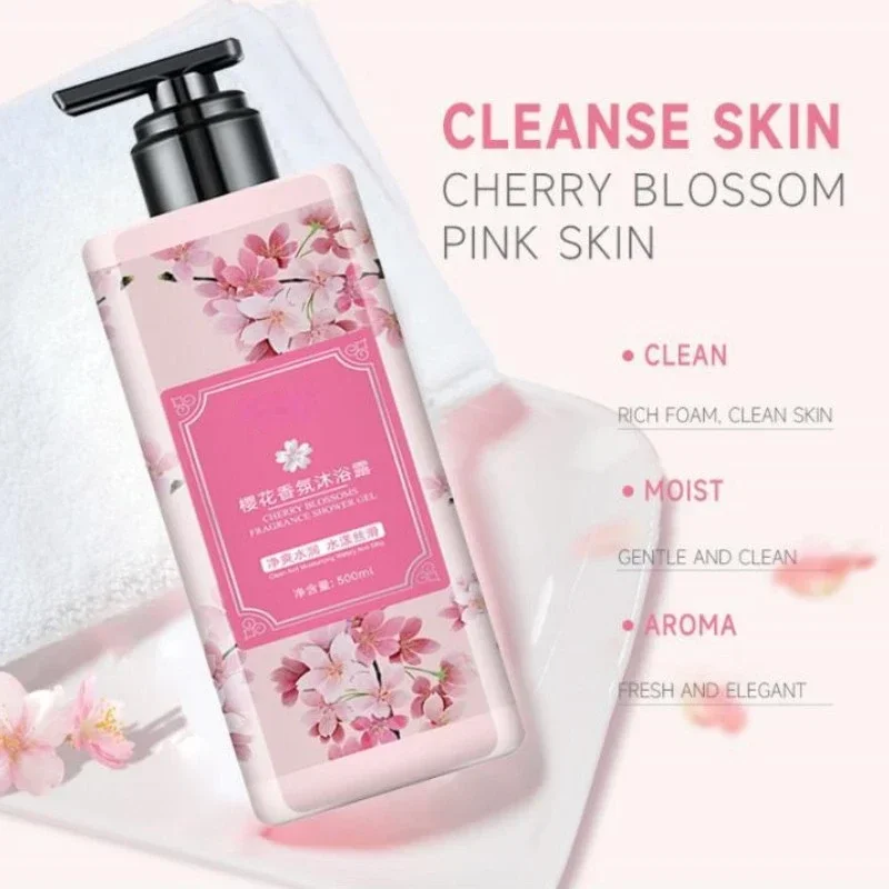 Sakura Gel mandi pemutih wangi tahan lama, Gel Mandi untuk perawatan kulit gelap, Eksfoliasi dalam, Pengontrol Minyak kotoran melembabkan