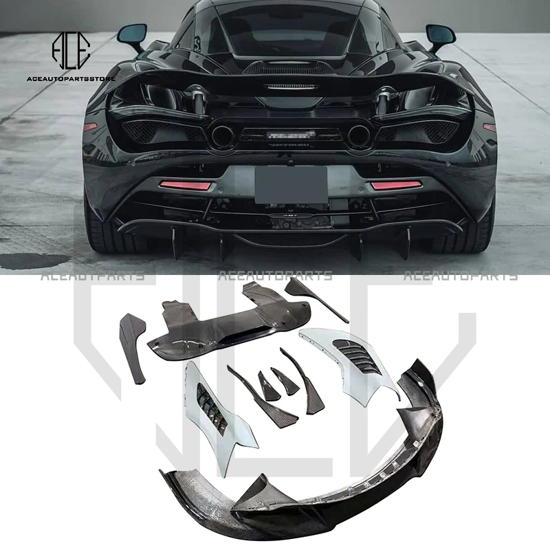 

For McLaren 720s modified V style carbon fiber front lip rear lip side skirt tail blade