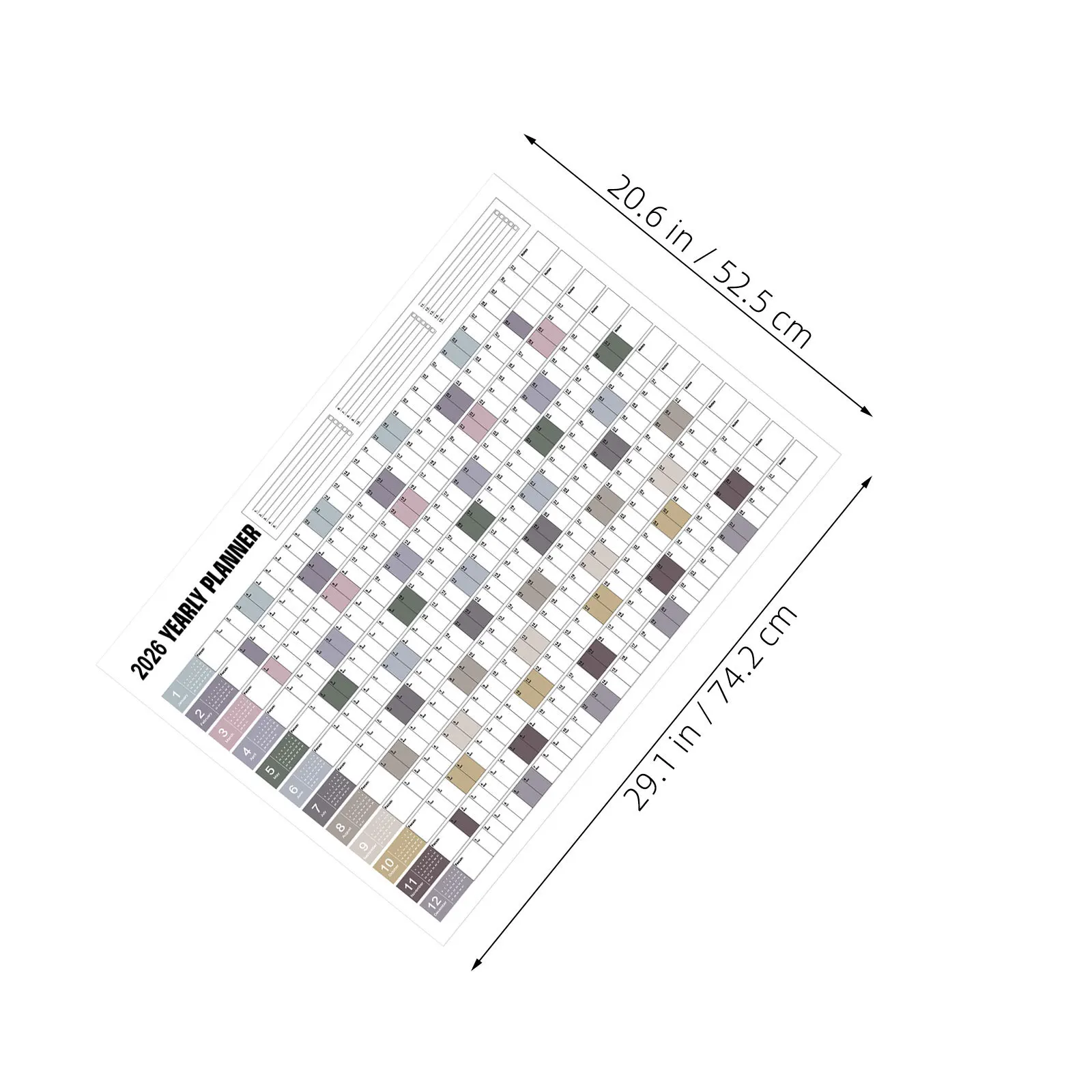 2026 Yearly Wall Calendar Large Format Poster 12 Month Planner for Office Home Family Use Minimalist Grid Design English Version