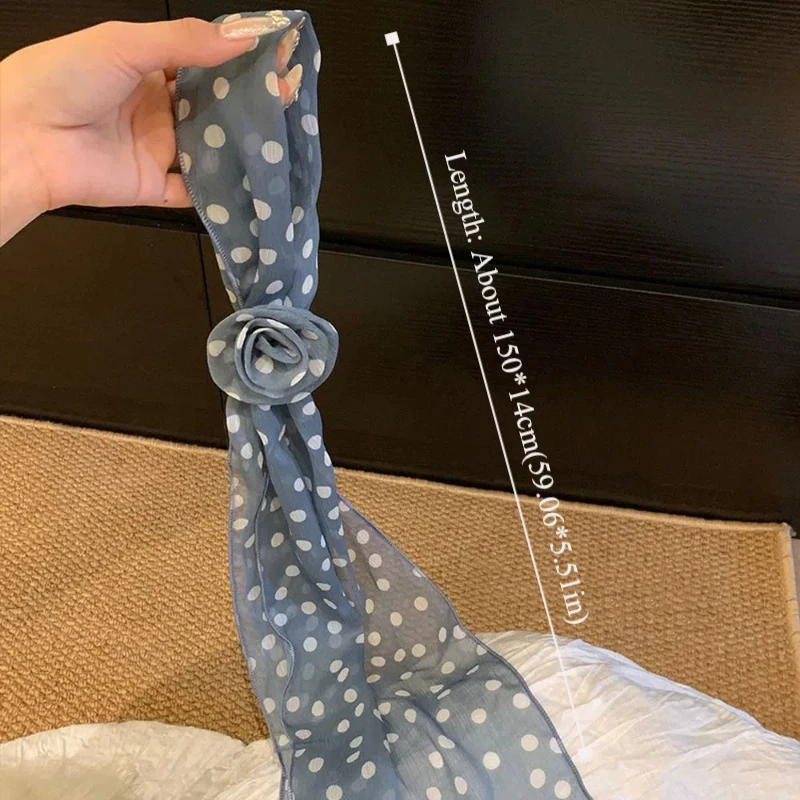 Unique Y2k Long Polka Dot Waistband Designer Thin Silk Waist Belt Floral Tie Up Dress Jeans Belt Summer