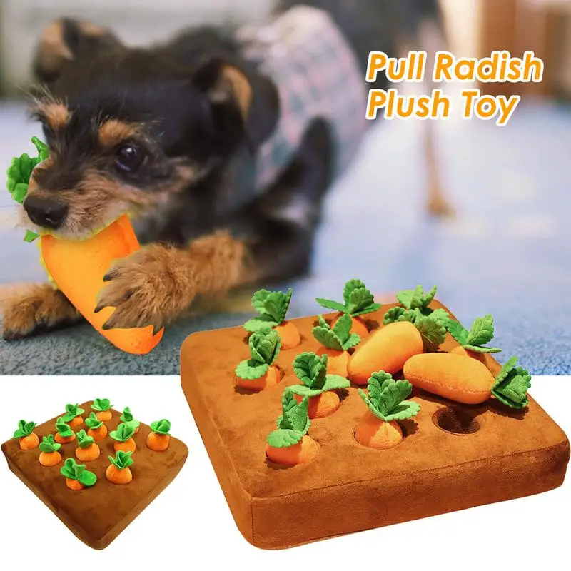 Pet Carrot Plush Toys Interactive Tooth Cleaning Toy Plush Vegetable Field Chew Toy Sniff Training Food Toys Dog Toys