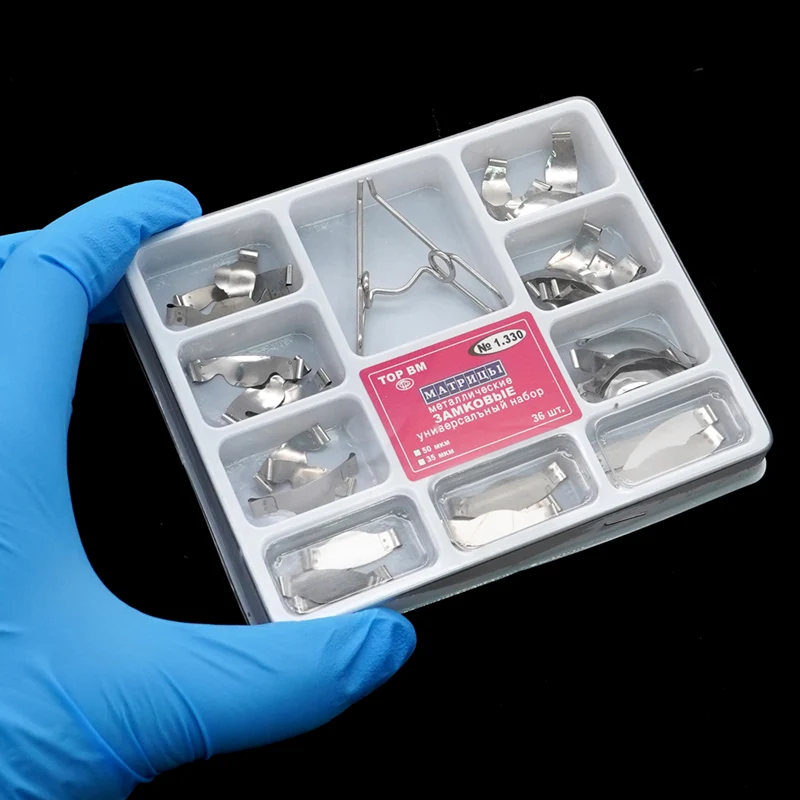 Dental Sectional Contoured Metal Matrices Matrix with Springclip No.1.330 Band Resin Clamping/Seperating Ring Dentist Tools view 4