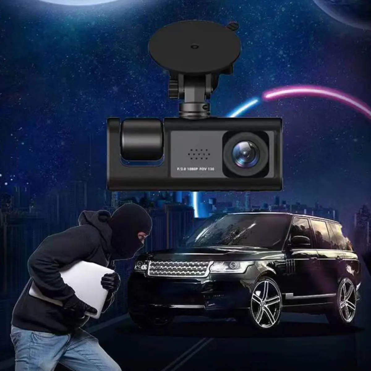 ThreeLens CarDashcamInfrared Night Vision Loop Recording Backup Camera Motion DetectionWiFi