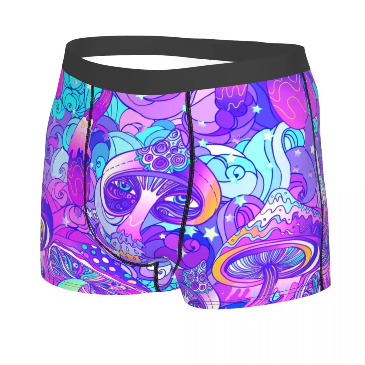 Custom Psychedelic Trippy Magic Rainbow Mushroom Mysterious Boho Underwear Men Breathbale Boxer Briefs