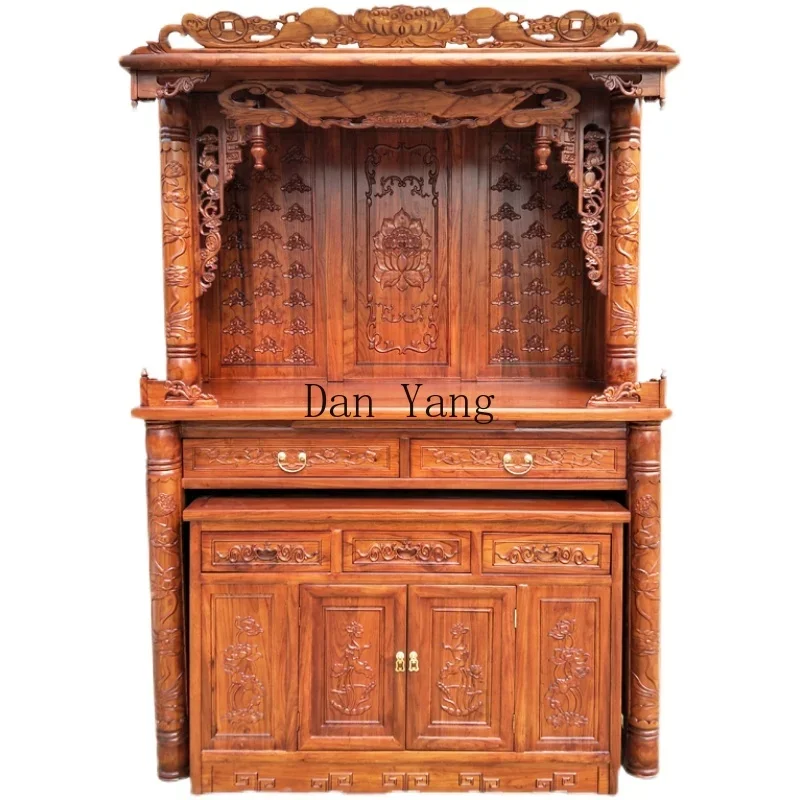 YJ old elm Buddhist shrine offering table Buddhist cabinet Shentai Guanyin offering table Household Buddhist shrine building