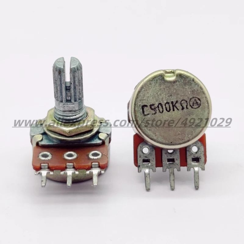 1PCS Mono Potentiometer C500K 3-Pin Audio Amplifier Front Stage Adjustable Resistor 15mm Shaft Length