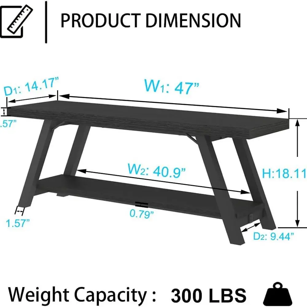 مقعد تخزين حديث من الخشب والمعدن، 47 طويلة، مثالي لغرفة النوم والمدخل وغرفة الطعام والبهو #2