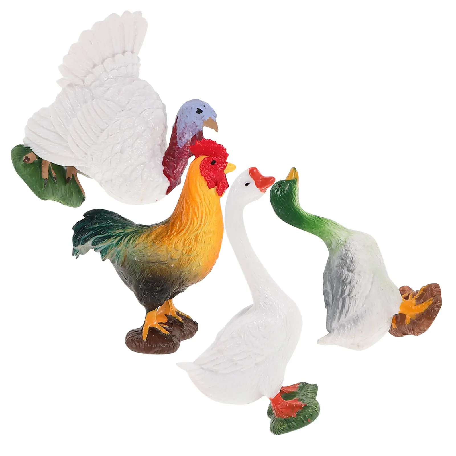 4Pcs Farm Animal Simulation Plastic Poultry Realistic Miniature Chicken Desk Decoration Educational Travel Set