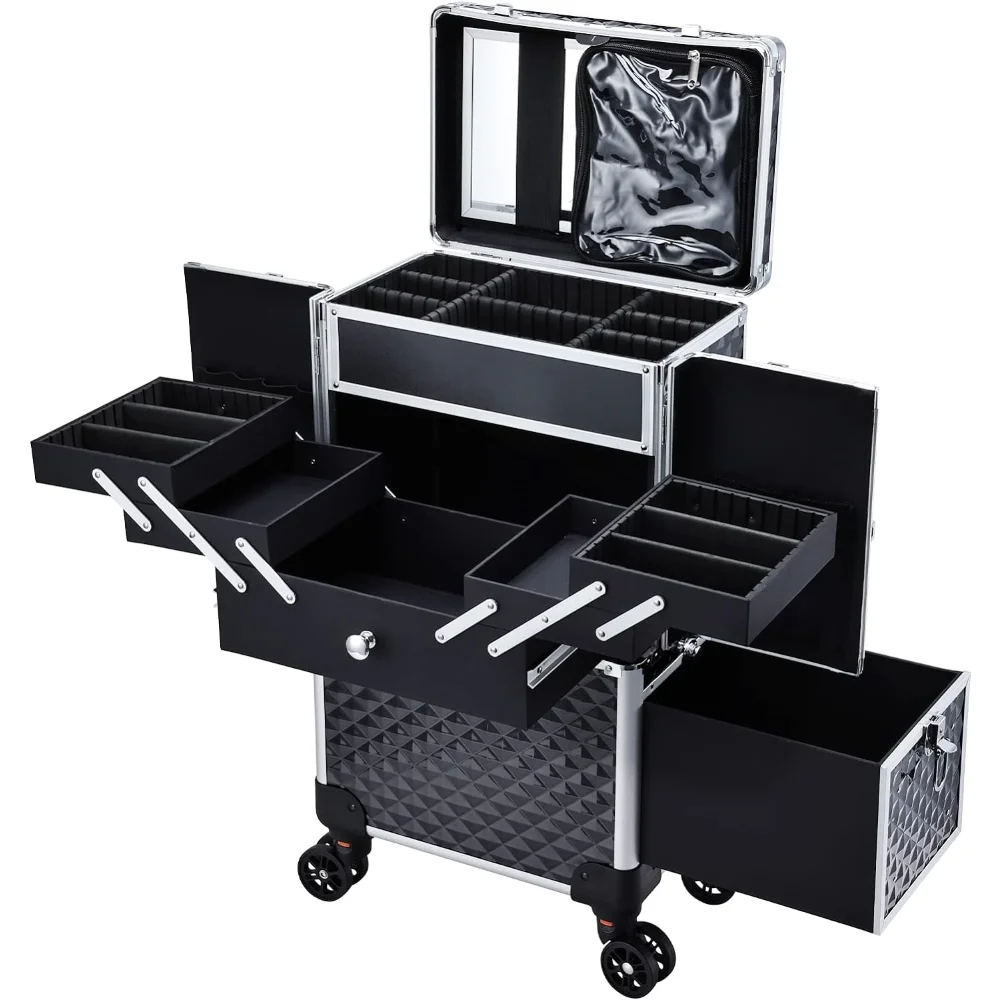 

Professional Makeup Artist Rolling Train Case Multi-functional Cosmetic Train Case Large Trolley Storage Case