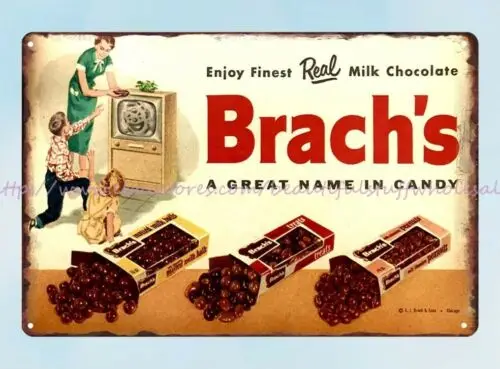 art poster shop Tiny Family Enjoys Brach’s Candy 1955 tin sign