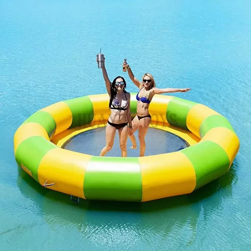 Inflatable Water Trampoline Floating Jump Pad for Summer Water Park Pool Party Outdoor Fun Adult Kids Large Size Blue