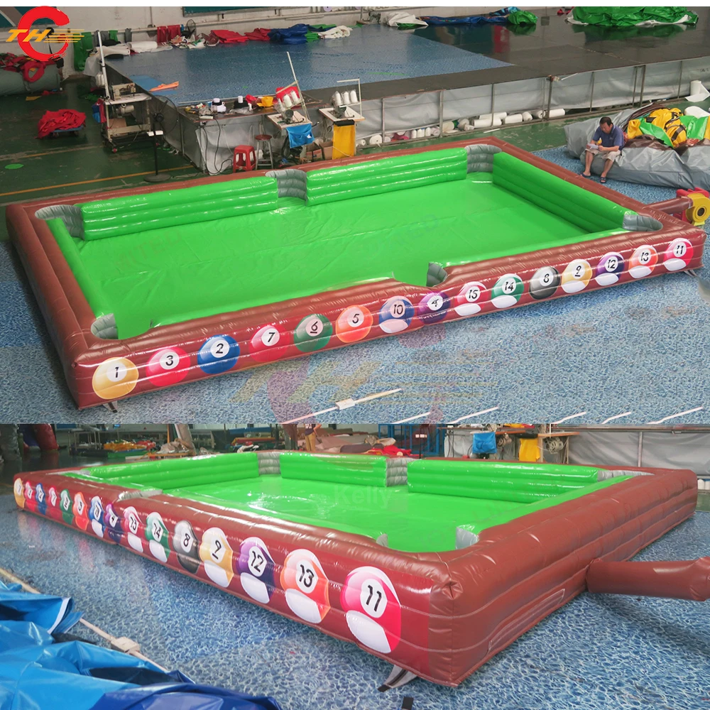 

Free Shipping 12x6m PVC tarpaulin Inflatable Football Snooker Field Blow Up Foot Ball Pool Table Snookers Pitch for Sale