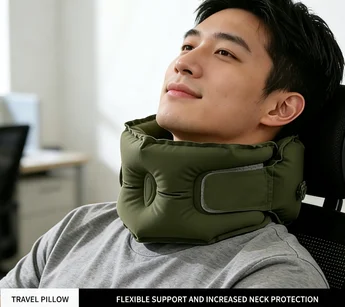 Flight Sleep Portable Neck Support with Pressure Relief Inflatable U-Shaped Neck Pillow