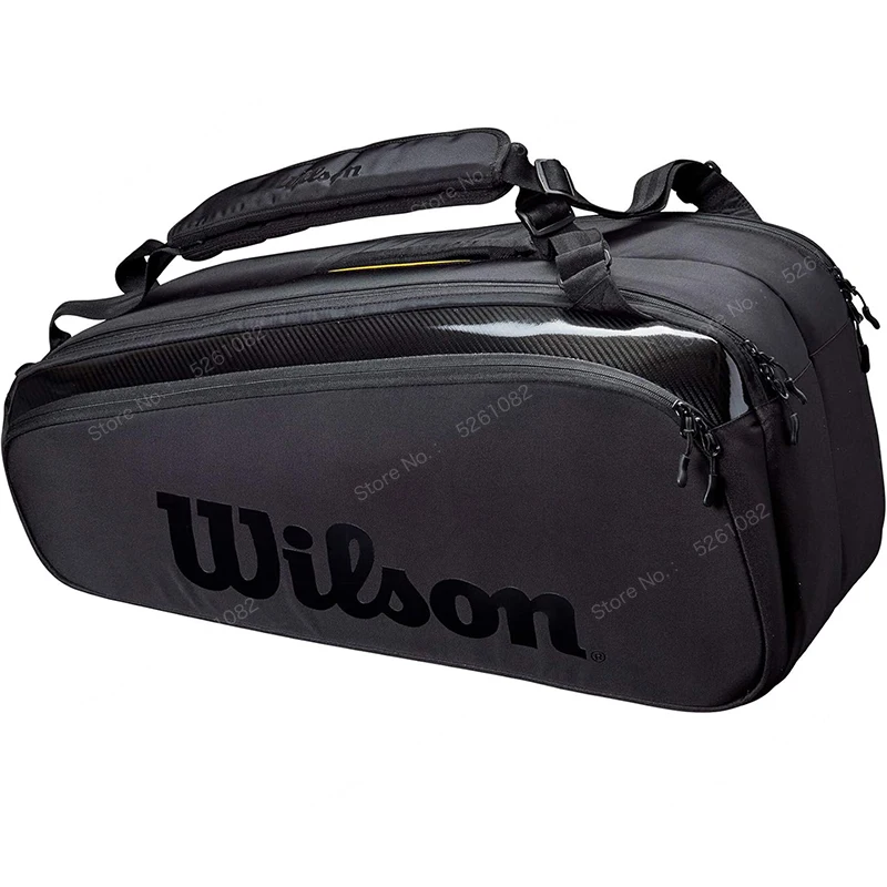 Wilson Tennis 9 Racket Bag Large Capacity Black Padel Racquet Sport Bags Professional Sports Backpack For Women Men