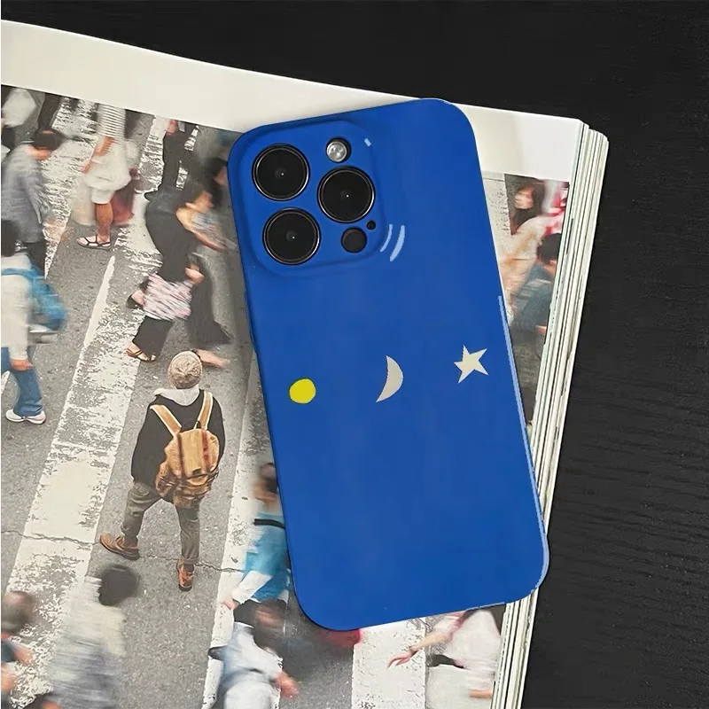 Ins الكورية الأزرق الشمس القمر ستار حافظة لهاتف آيفون 17 16 ProMax 15 14 Plus 13 12 MINI 11 PRO 16Plus XR XS MAX SE غطاء هاتف أكريليك #3