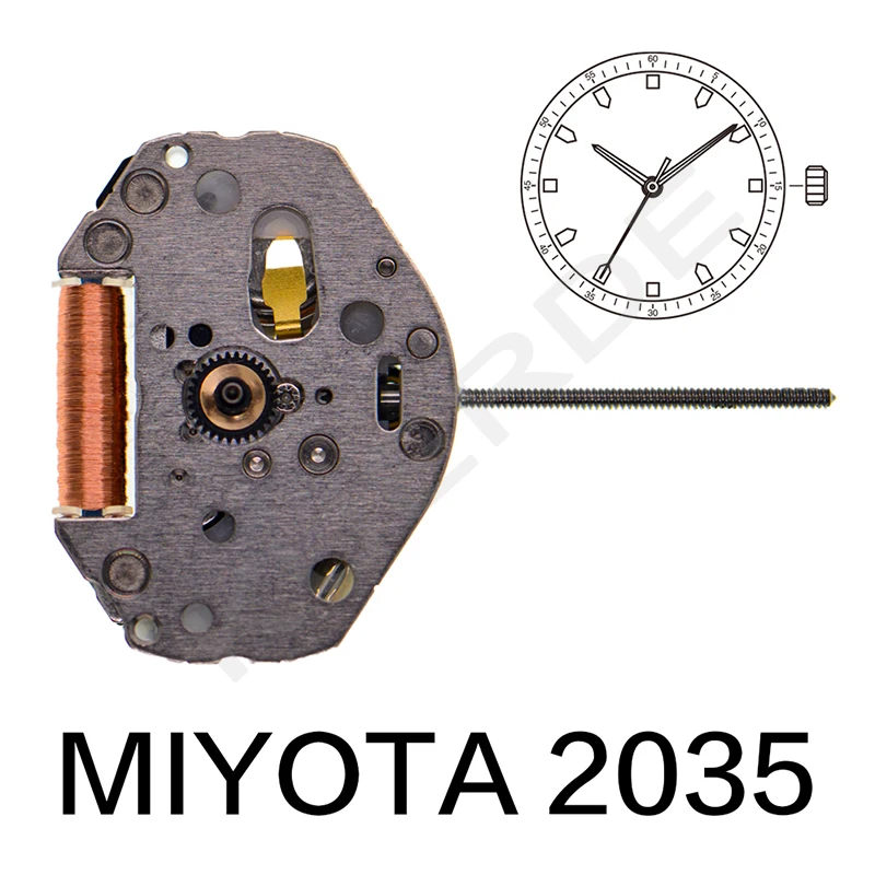 Miyota super 2035 Movimiento de cuarzo japonés GOLDEN 2035 Reloj de tres manecillas - Engranajes de metal duraderos Mejor costo rendimiento