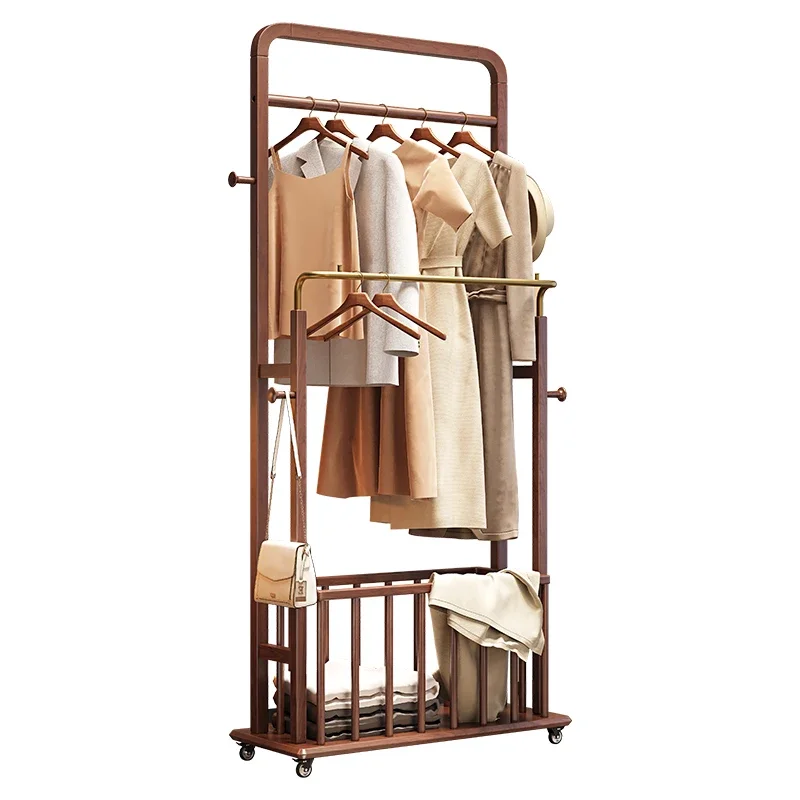 Bedroom floor to ceiling clothes hanger, home wardrobe, all solid wood , room simple storage  ,