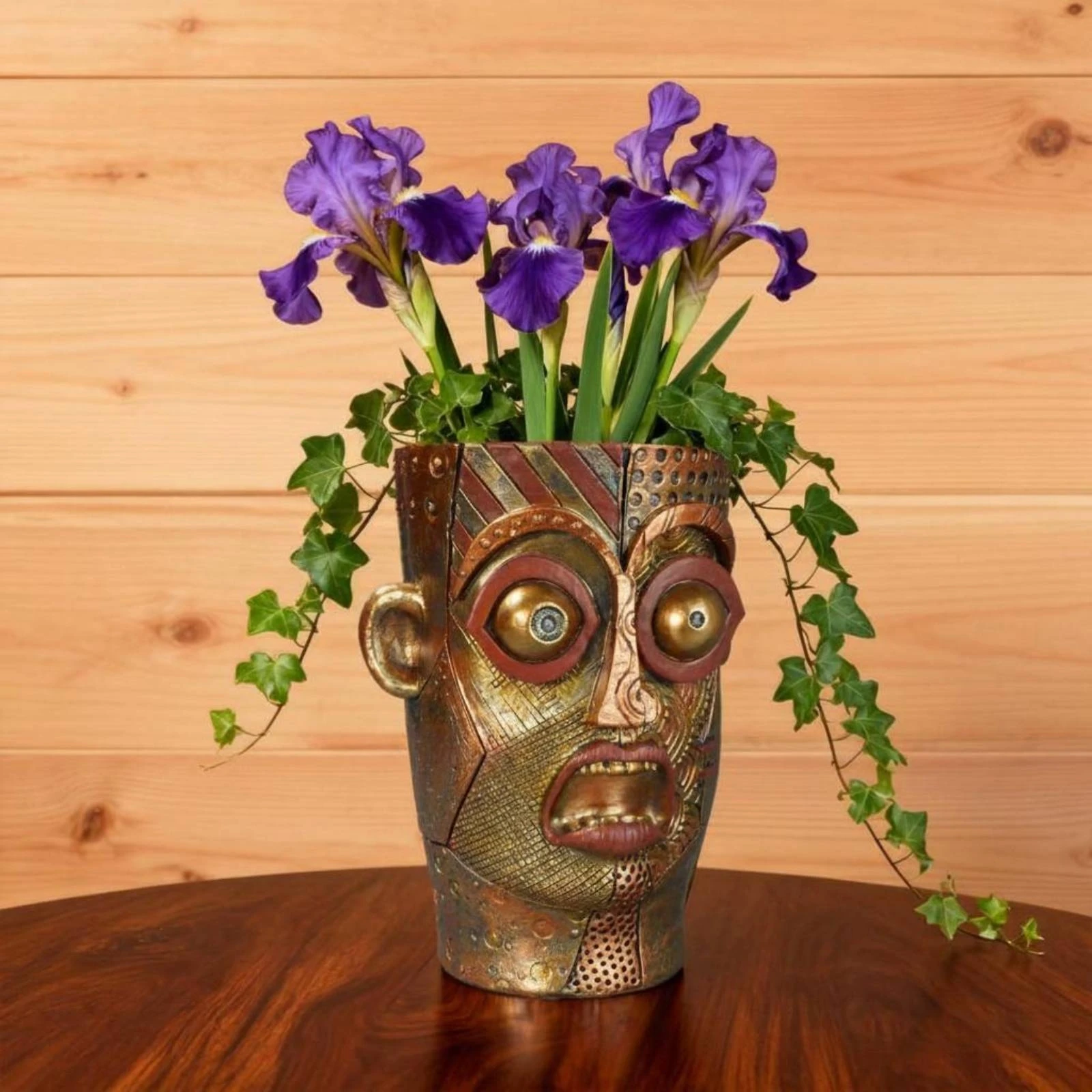 Human Face Planter Resin Face Planter House Decoration Textured Lustrous Finish