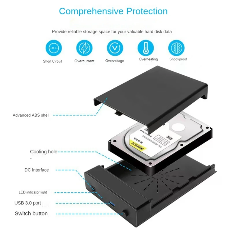 External HDD Case 2.5/3.5 Inch SSD External Hard Drive Box Enclosure SATA To USB 3.0 Hard Disk Case Adapter