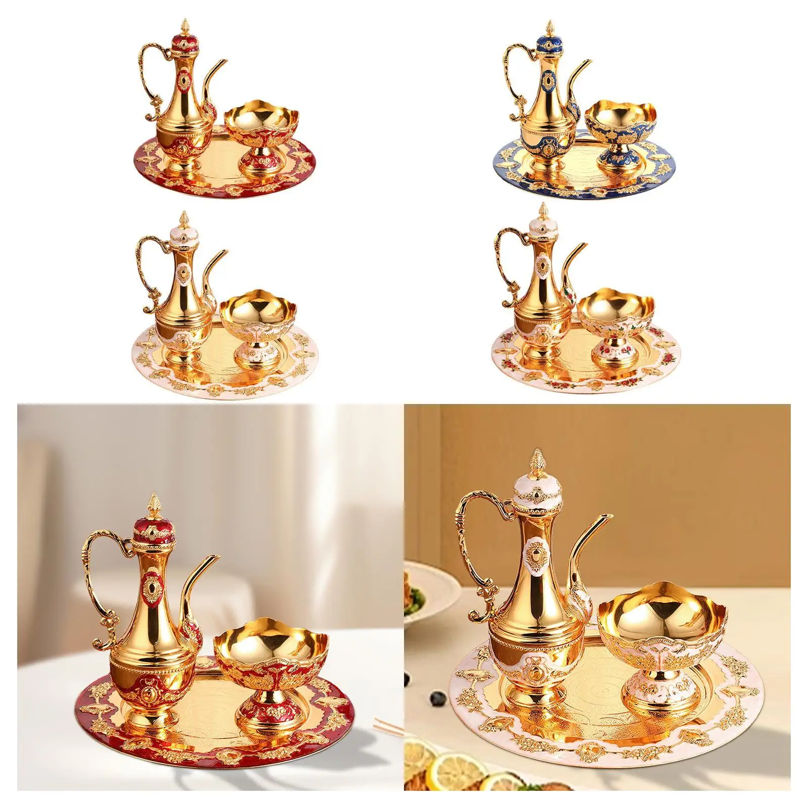 Tea Set Metal Decanter Set Vintage for Home Decor Home Barware Decor Tabletop Ornament for Dining Table Party Bedroom Holiday