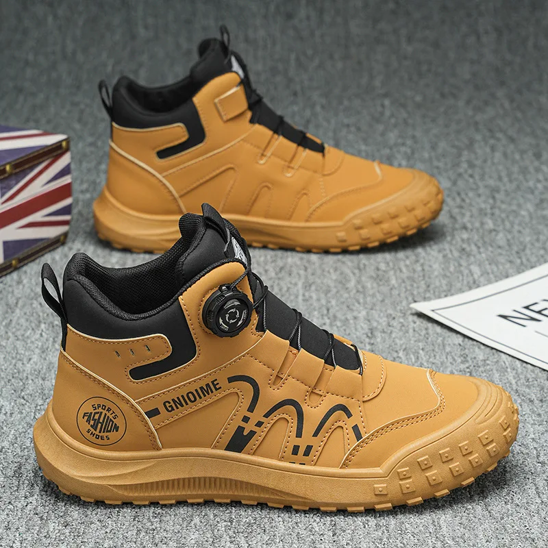 

Autumn New High Cut Thick Soled Men's Casual Boots Retro Wear-resistant Anti Slip Workwear Shoes British Style Men's Shoes