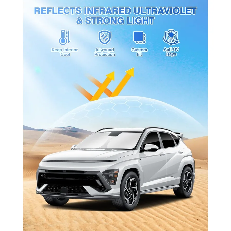 Sunshades for  Kona 2024 2025 2026 Accessories Windshield Sun Shade Side Rear Window Shade Cover Sun Visor Shield Privacy Prote