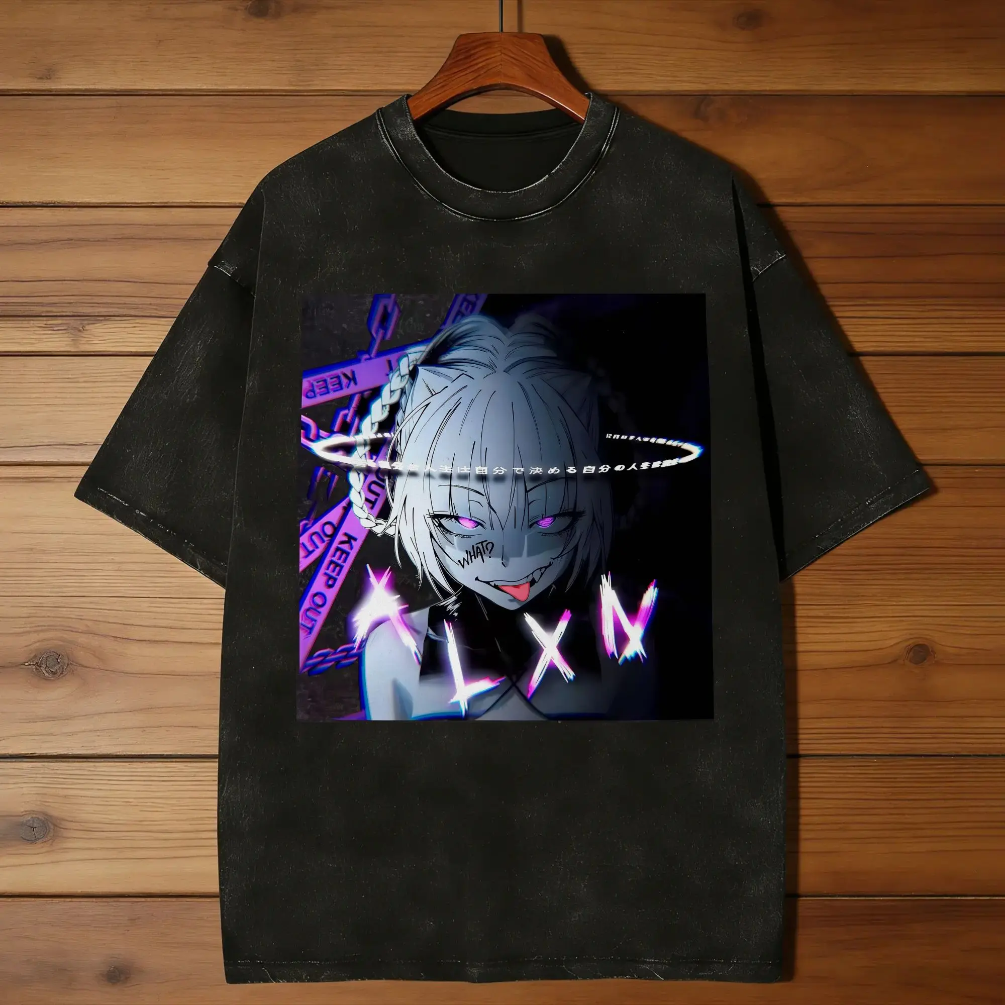 Call of the Night Nazuna Washed T-Shirt Men  Vintage Casual T-Shirts Summer Comfortable Hip Hop Tees Design Oversized Tops