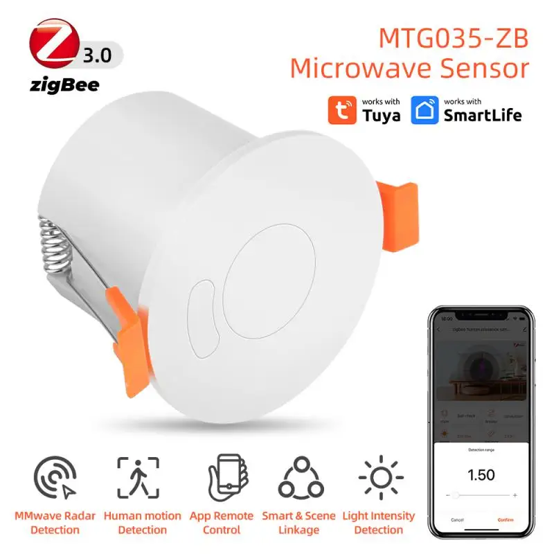 

Интеллектуальный датчик присутствия человека ZigBee/Wi-Fi, 24 г/5,8 Г, миллиметровый волновой радар, удаленная связь с приложением, Интеллектуальный живой PIR микро-детектор движения