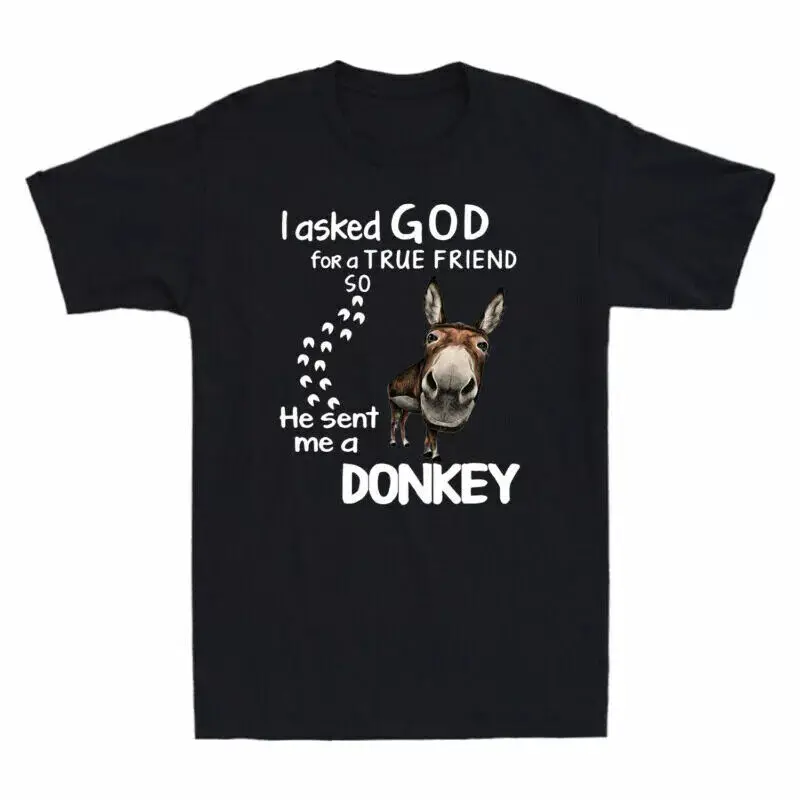 Friend For Asked So A Graphic Funny Sent He God Donkey True A I T-Shirt Men's