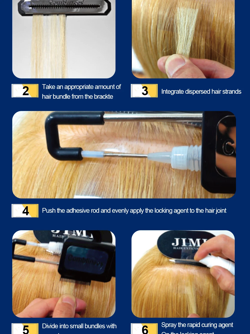 Salon Grade Hair Extension Tool Set, Fast Curing Comb Line System Application Kit