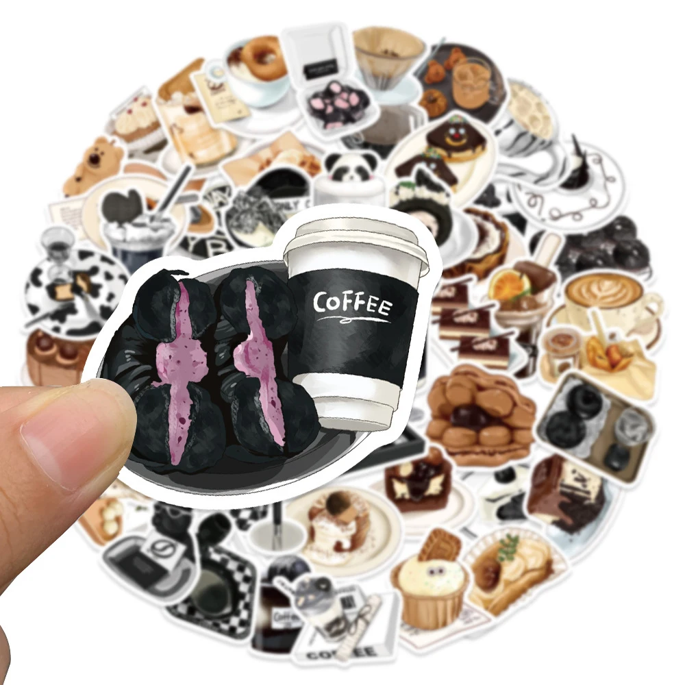 

10/30/50pcs Cute Food Dessert Coffee Stickers Cartoon Afternoon Tea Decals Fridge Scrapbook Phone Case Creative Sticker Packing
