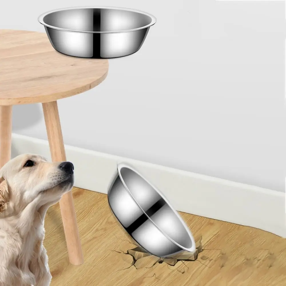 Pet Supplies Large Capacity Dog Bowl Non-rust Stainless Steel Cat Water Feeder Bowls Silver Cat Feeder Kitten