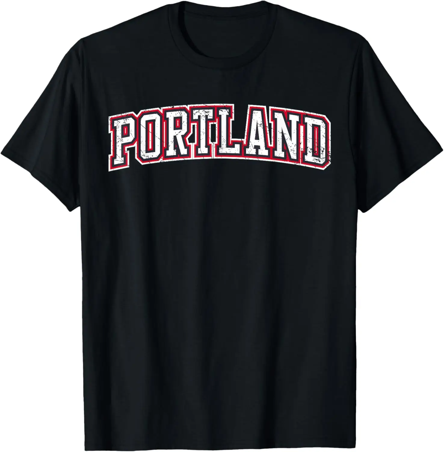 

Футболка Portland OR Varsity Style Rose City, красная, черная, белая, гранж