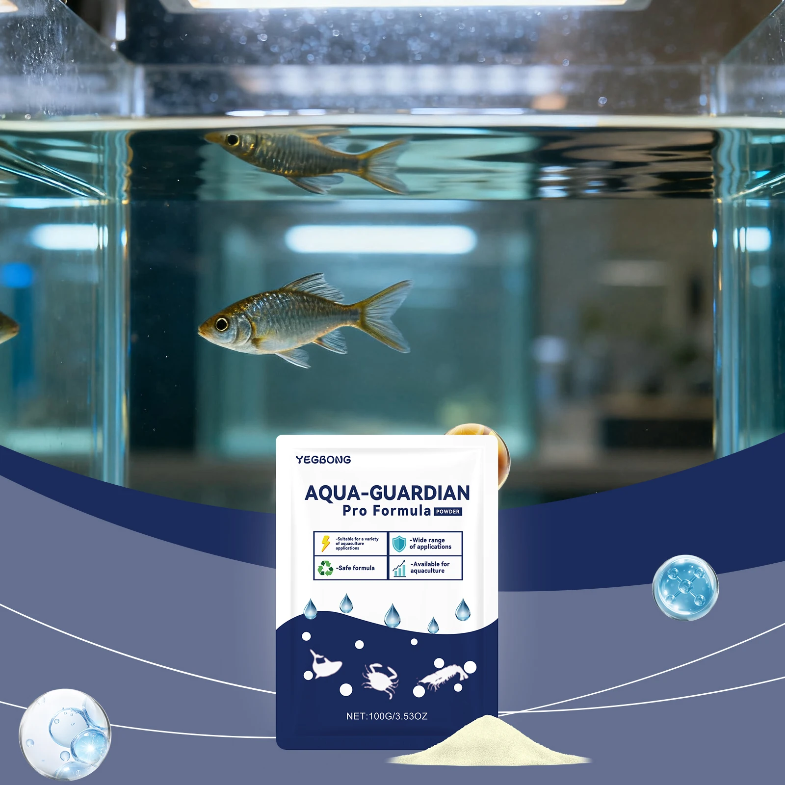Water Clarifying Powder Purifies Water Keeps It Clear, Long-Lasting Clean, for Home Fish Tank Water Care and Purification Powder