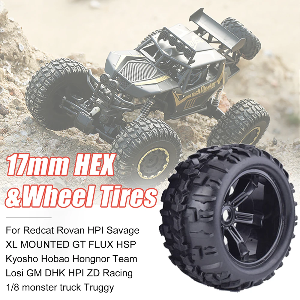 170MM 155MM 150MM Tyre Weel Monster Truck Tires Wheels 17mm Hub Hex for 1/8 RC Car HSP HPI Redcat Traxxas Trx4