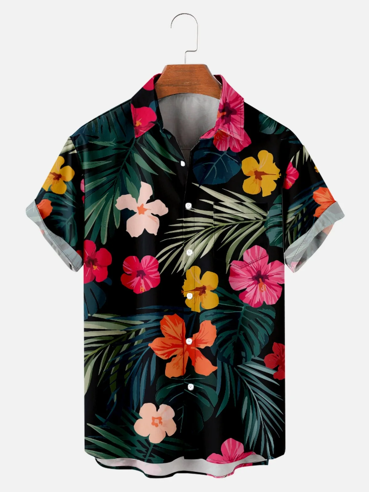 

Printed Shirt Fashion Oversized Vacation Hawaiian Casual Beach Shirt Men's Floral Shirt Summer Short Sleeved