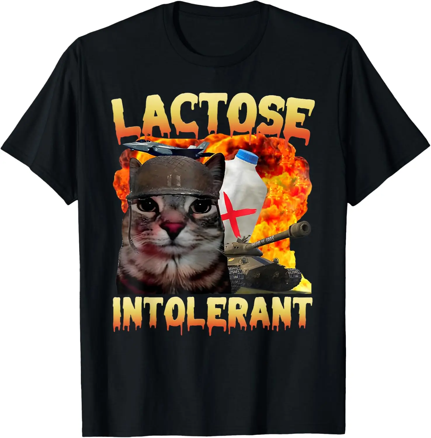 Lactose Intolerant Silly Meme Funny Saying Cat Lover T-Shirt