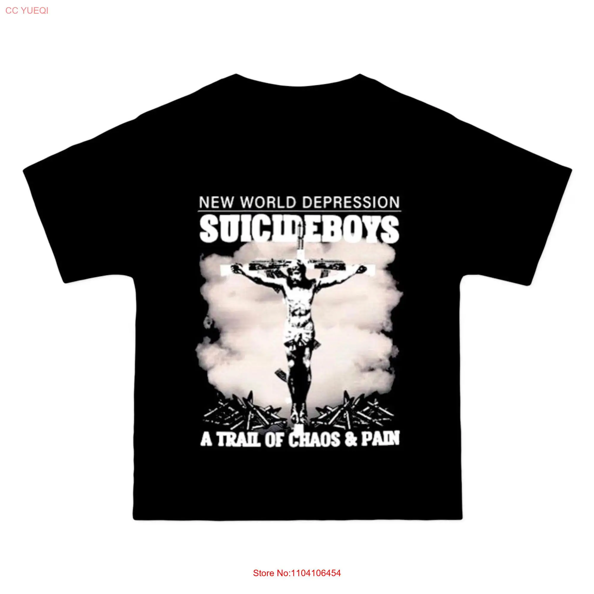 Suicideboyss new world depression g59 grey five nine heavyweight black tee shortsleeve shirt a trail of chaos and pain