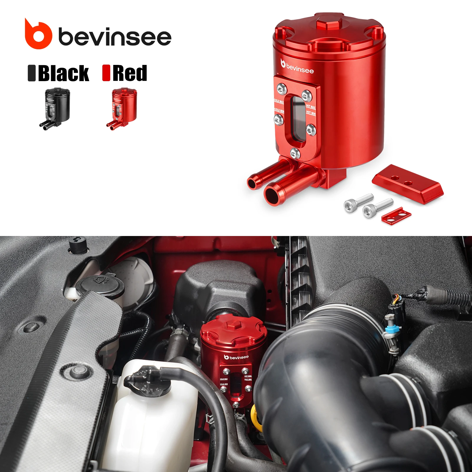 

BEVINSEE Aluminium Power Steering Reservoir for Toyota FJ Cruiser 2010-2014, for Toyota 4Runner 2010-2024, Replace 44360-60321