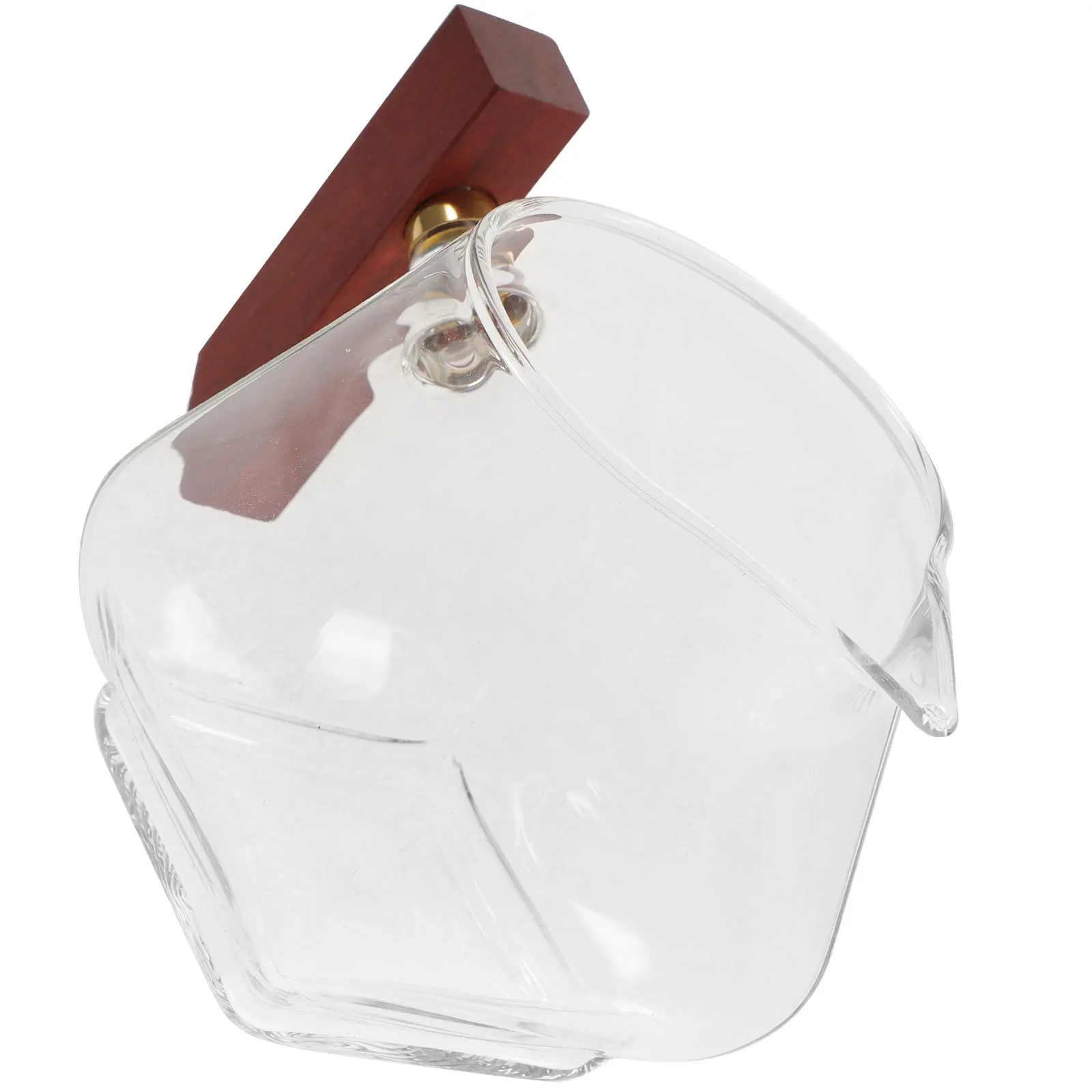 

Glass Sauce Boat Gravy Container with Solid Wood Handle Dripless Pourer for Kitchen Restaurant Condiment Serving