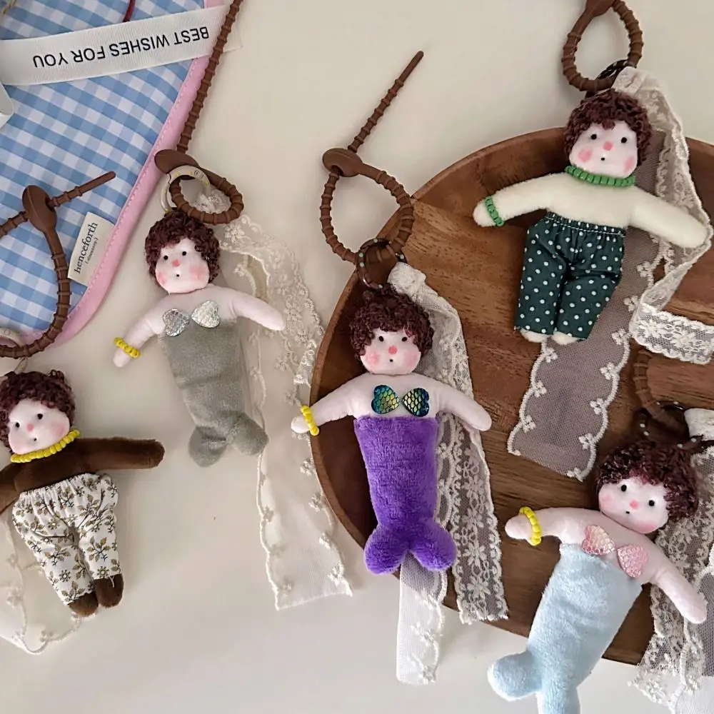 Poupées en peluche, pendentif sirène frisée, pendentif de sac animé, poupée potelée, porte-clés, breloques douces, breloques de sac en peluche, décor de sac à dos