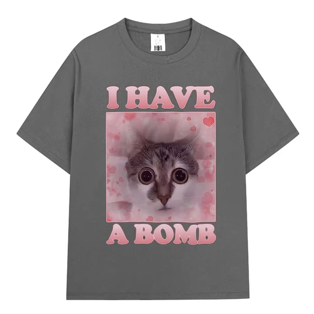 Ik heb een bom Grappige kat Meme T-shirts Dameskleding Mode T-shirt met korte mouwen Casual oversized T-shirt Streetwear