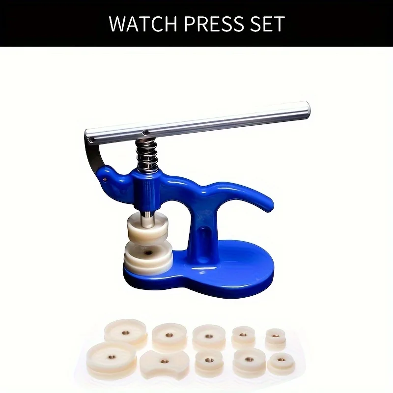 New crystal hand press and watch back case cover closer press tool with 12 plastic dies